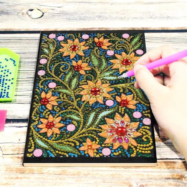 Notitieboek bloemen Oranje/Groen