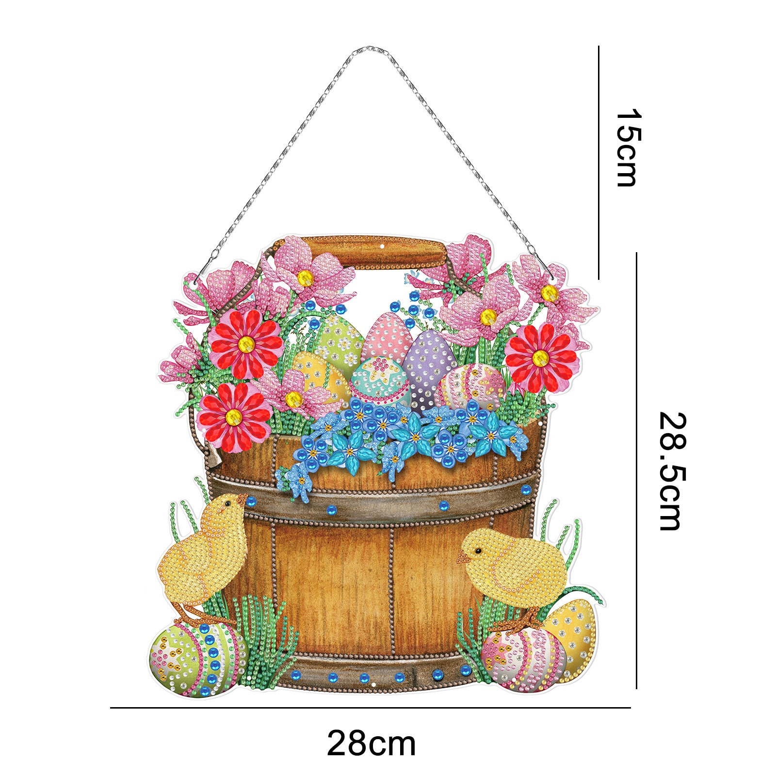 Easter Eggs in Bucket with Chicks Pendant