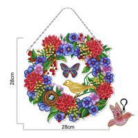 Pendant Flower Wreath with Butterfly and Bird