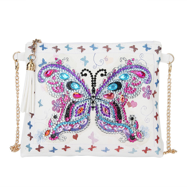 Shoulder bag white with butterfly