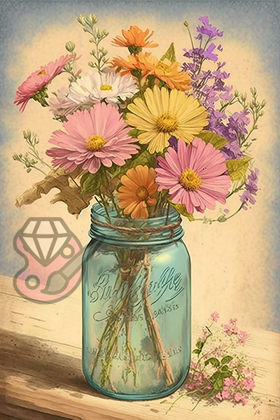 Vase mit Blumen Vintage