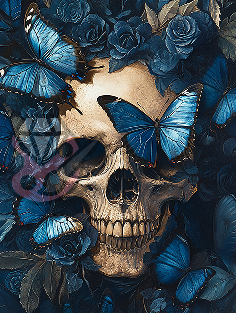 Skull With Blue Butterflies