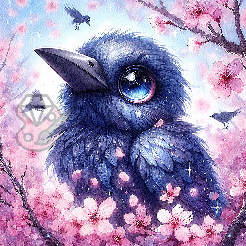 Rabe In Kirschbluten Meer