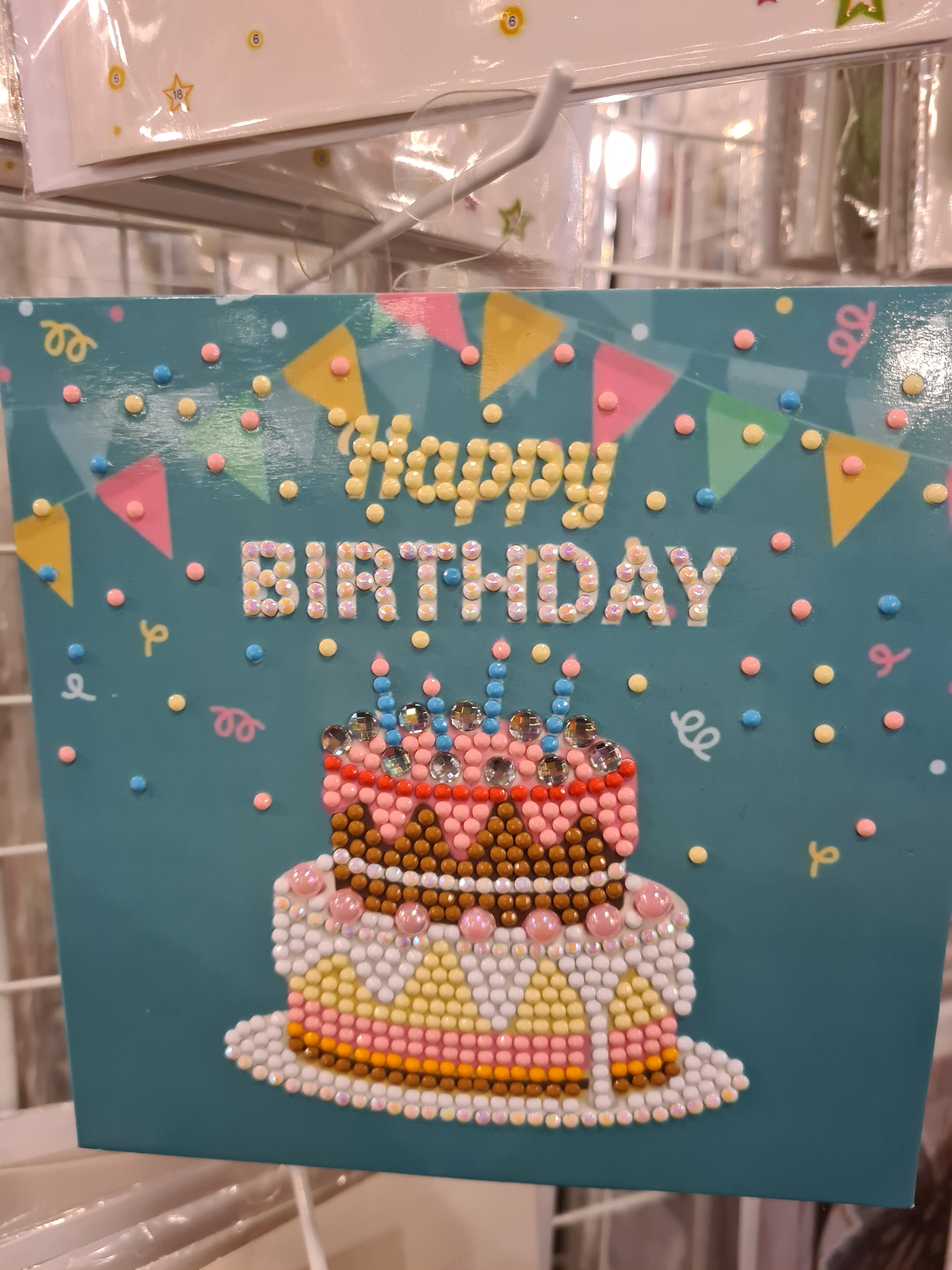Greeting Card Happy Birthday with Cake and Garlands
