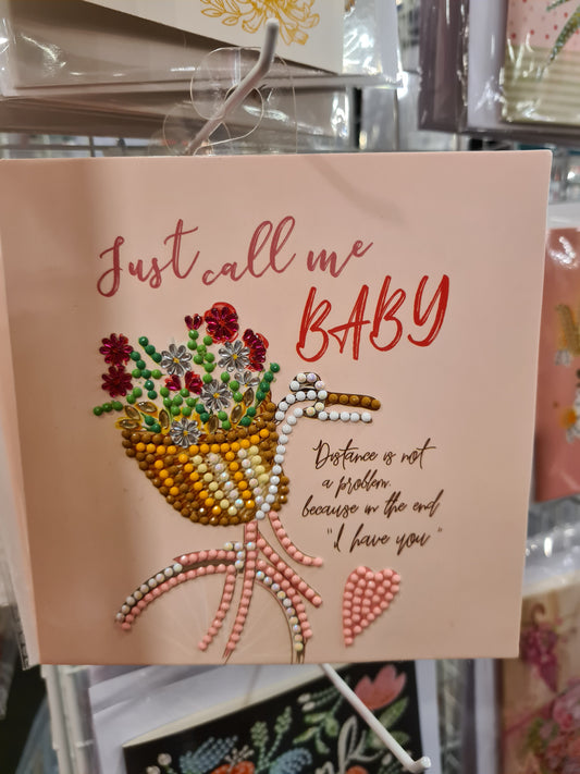 Greeting Card Just Call Me Baby Heart and Bicycle