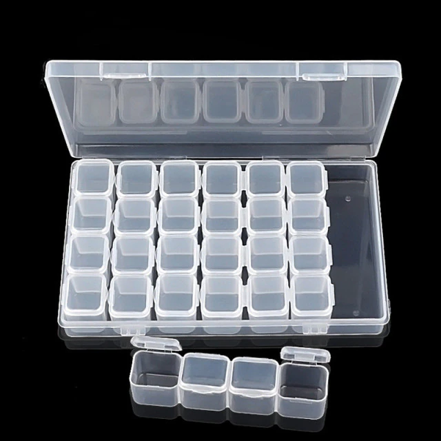 Storage box with 28 trays