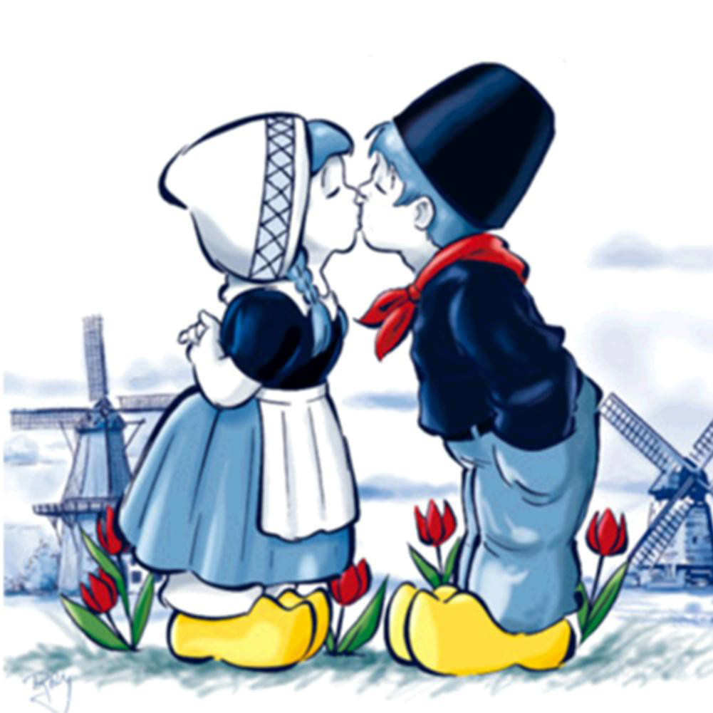 Farmer and farmer's wife kiss