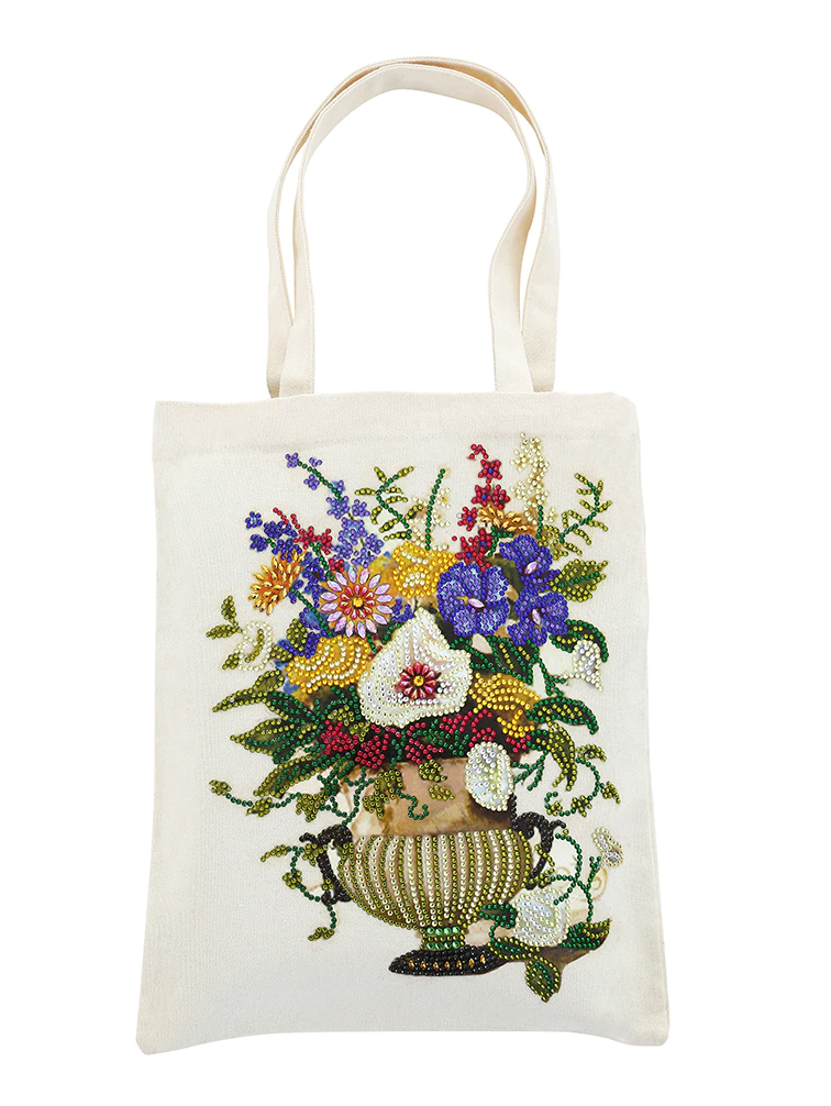 Tasche mit Blumen in Vase