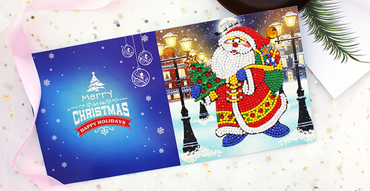 Christmas card Santa Claus street
