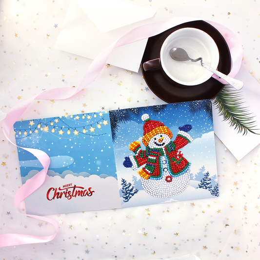 Christmas card Snowman Red hat and jacket