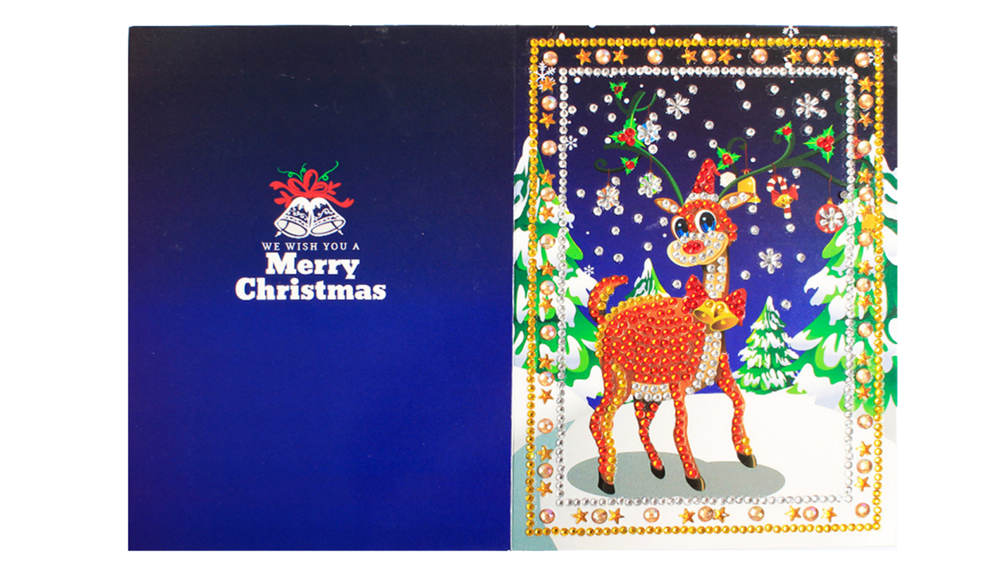 Weihnachtskarte Rentier im Wald