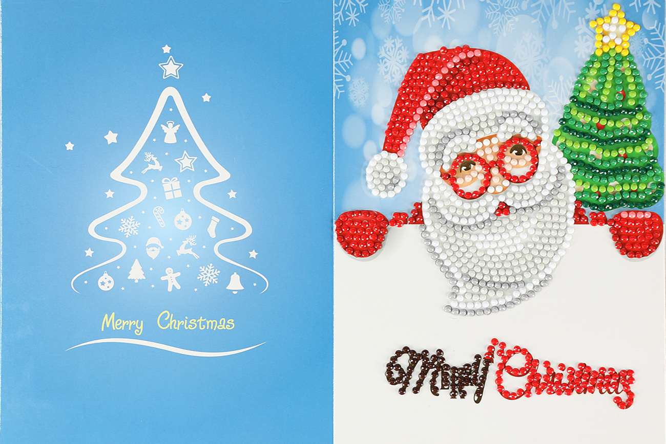 Christmas card Santa Claus with glasses