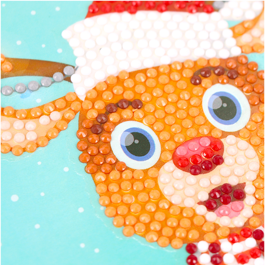 Christmas card Reindeer with Santa hat