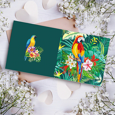 Greeting Card Parrot on branch