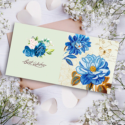 Grußkarte Blaue Blumen