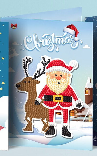 Christmas card Santa and Reindeer