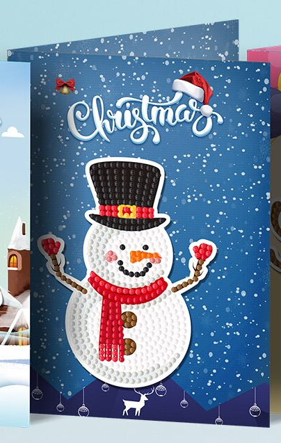 Weihnachtskarte Schneemann mit Hut