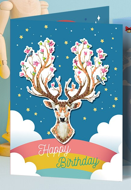 Greeting Card Happy Birthday Deer