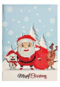 Christmas card Santa Claus, reindeer and snowman