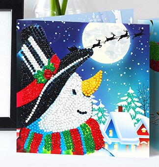 Weihnachtskarte Schneemann Mond