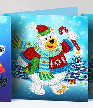 Christmas card bear with bag and stick