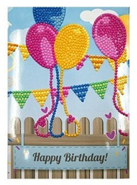 Wenskaart Happy Birthday Ballonnen en Slingers
