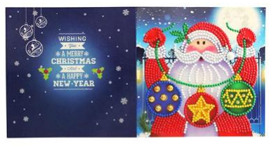 Christmas Card Santa Claus with Ball Garland