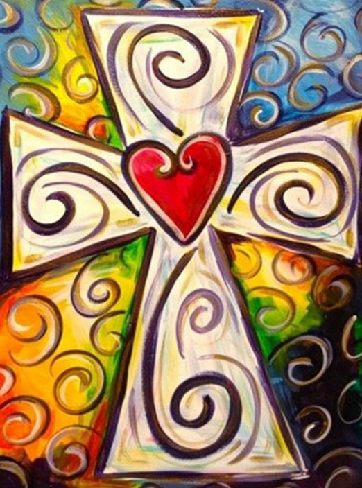 Cross with heart