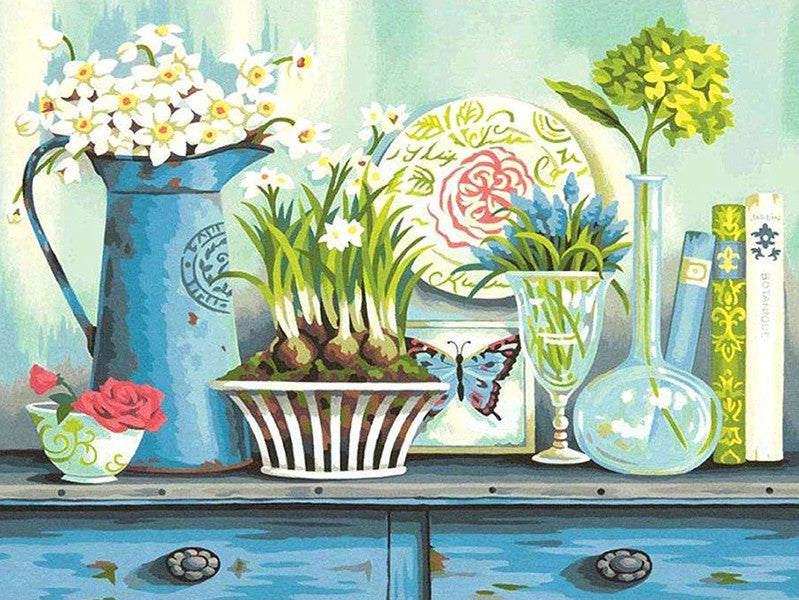 Flowers on cupboard
