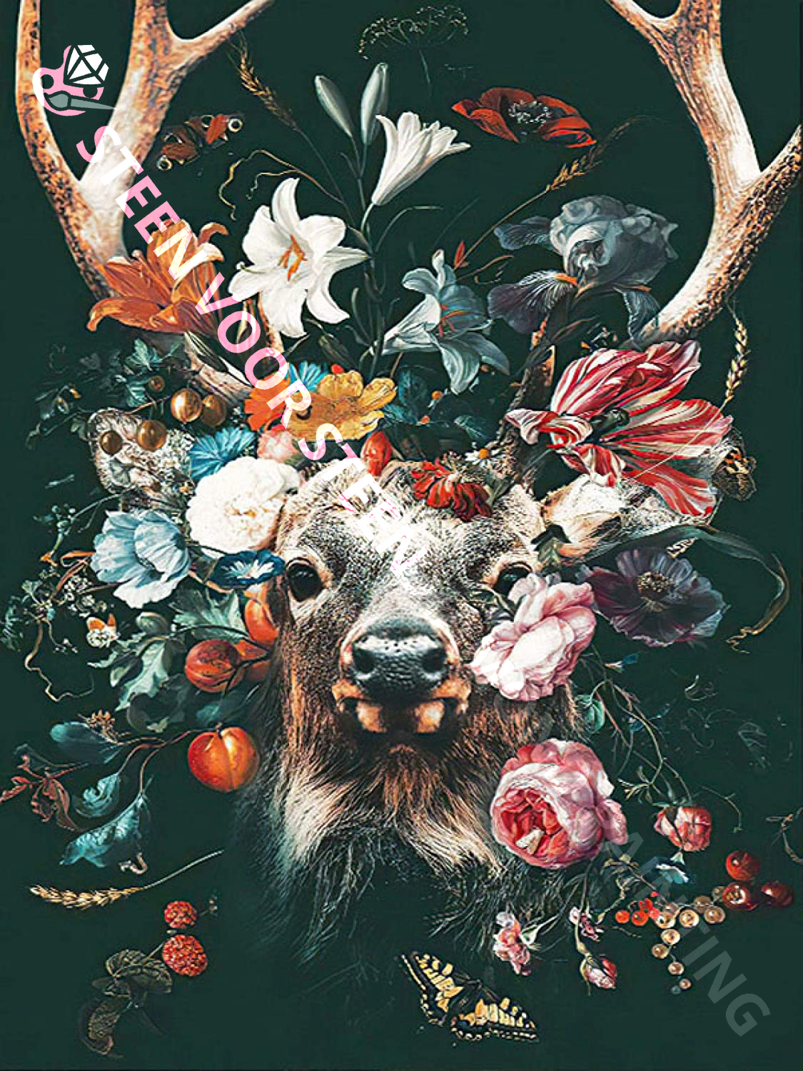 Deer with Flowers