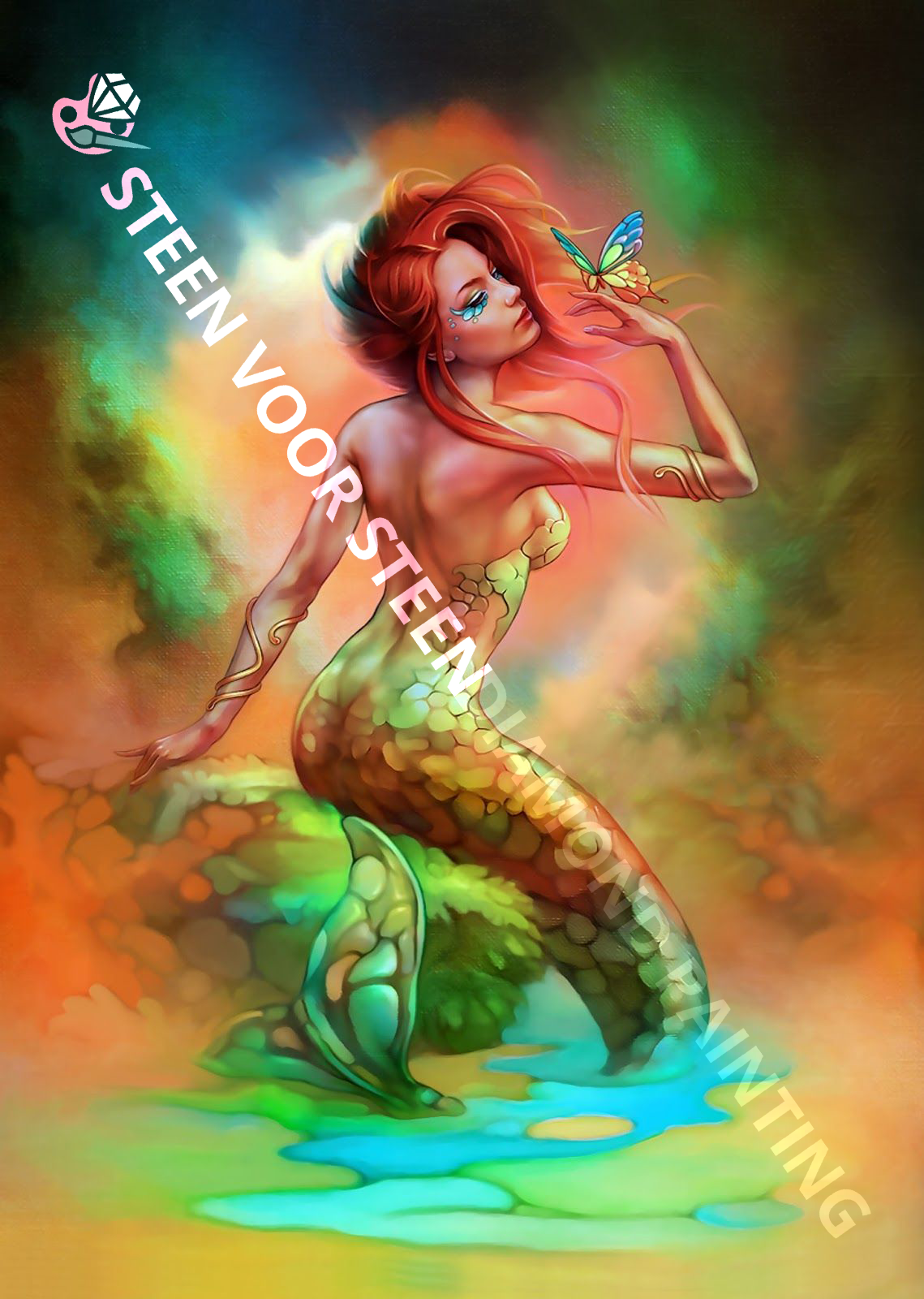 Zeemeermin met vlinder