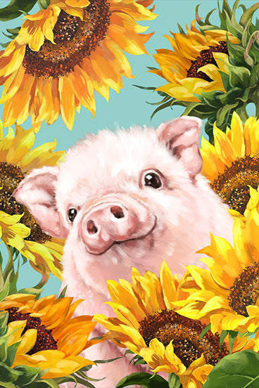 Piglet among the sunflowers