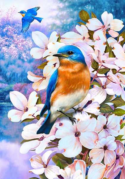 Bluebird on flowers