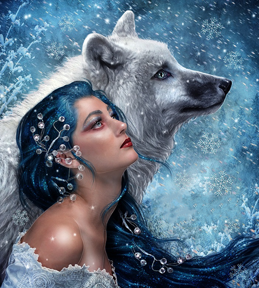 Mädchen mit Wolf