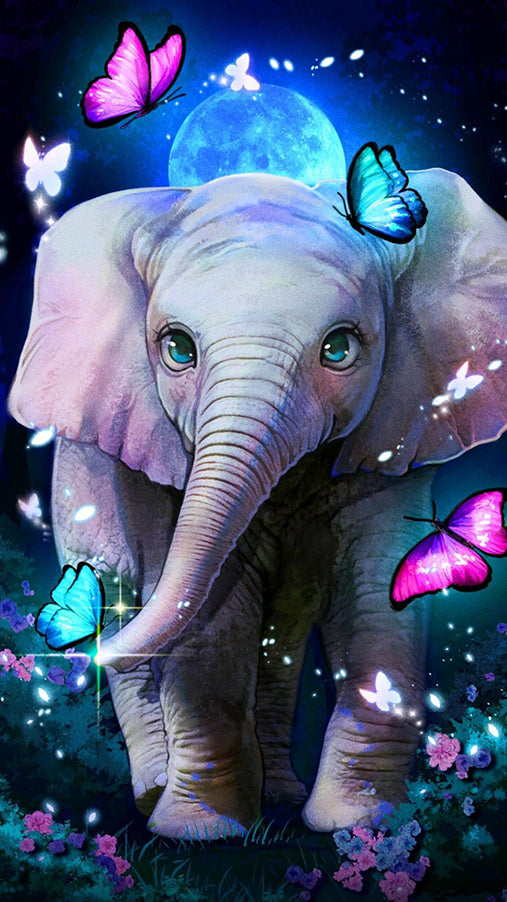 Elefant mit Schmetterlingen