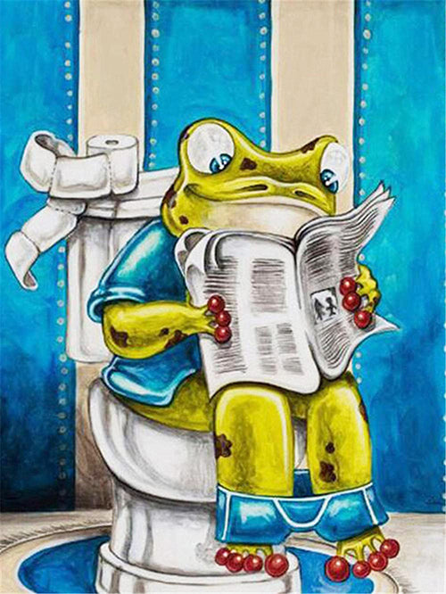 Frog on toilet