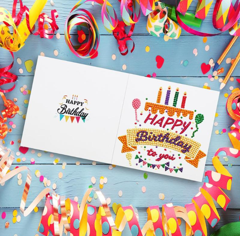Greeting Card Happy Birthday Candles and Balloons